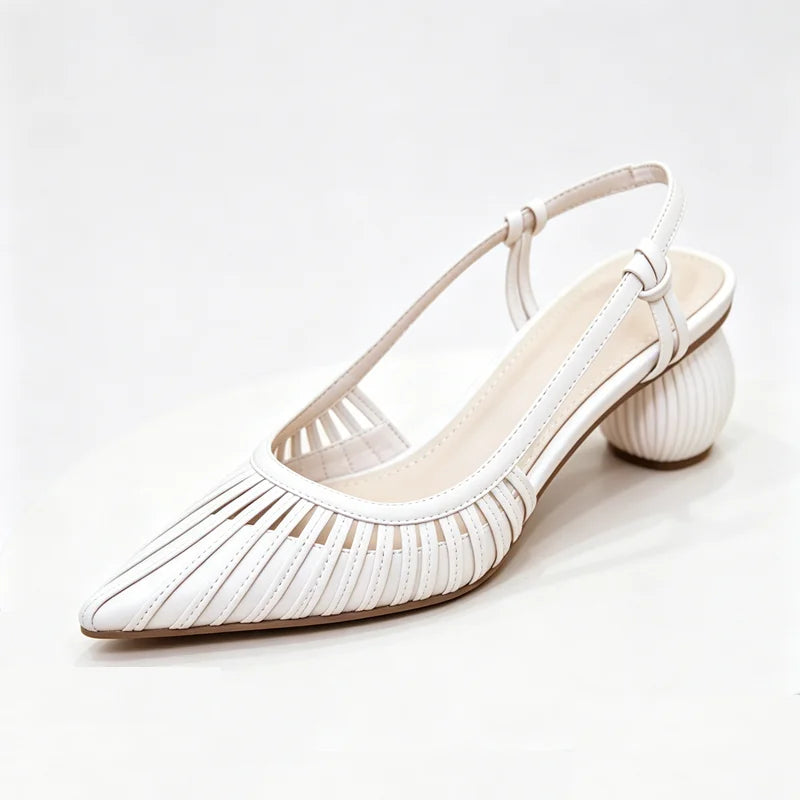 sheepskin elastic band pumpkin middle Heel