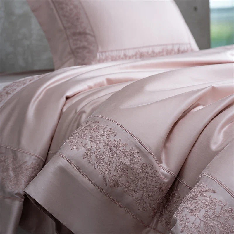 1000TC Lyocell Cotton Brushed Embroidery Wide Edge Luxury Bedding Set
