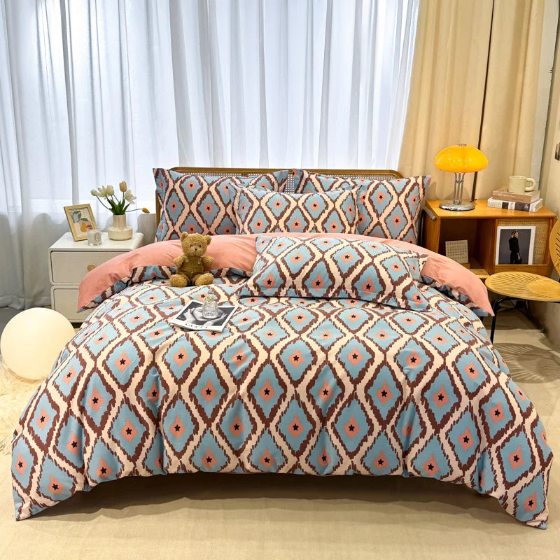 High Quality 100% Cotton Duvet Cover Set Modern Striped Printed Bedding Set