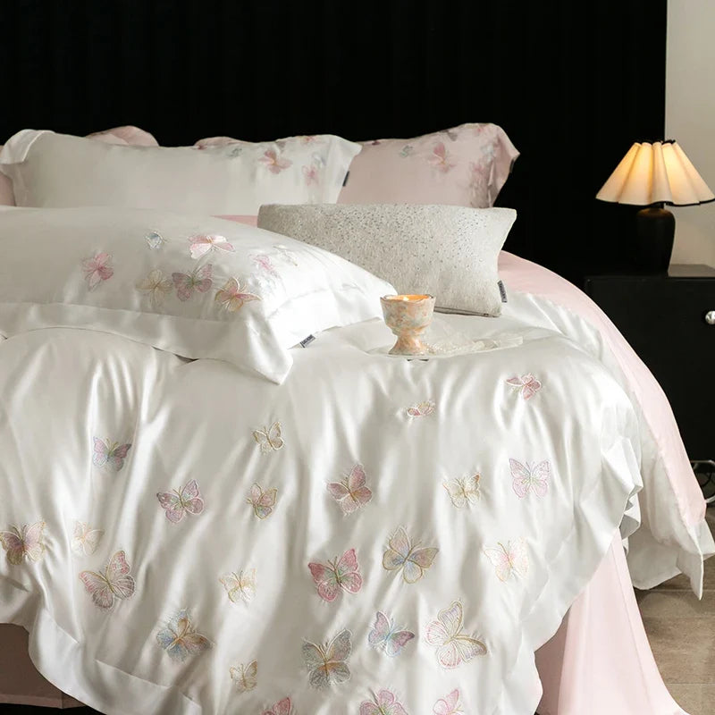 Butterfly Embroidery Luxury Bedding Set