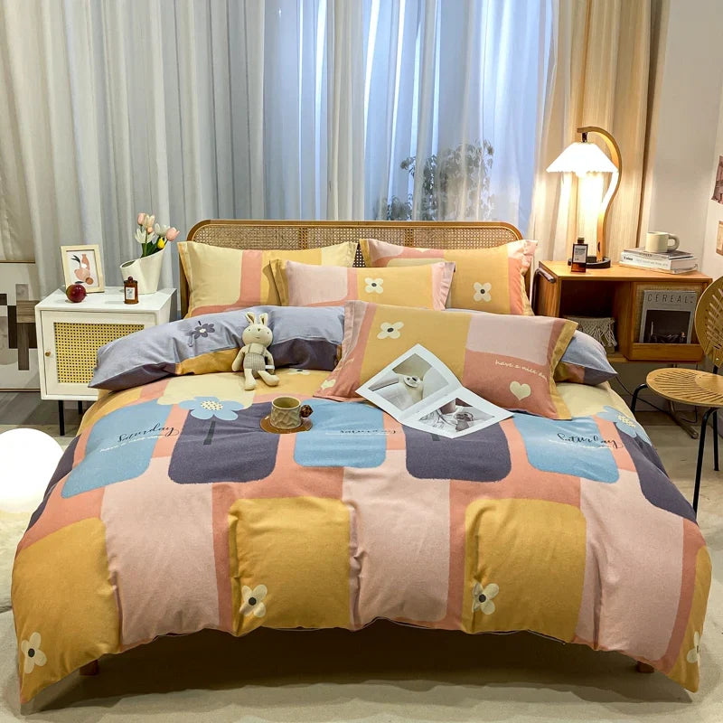 High Quality 100% Cotton Duvet Cover Set Modern Striped Printed Bedding Set