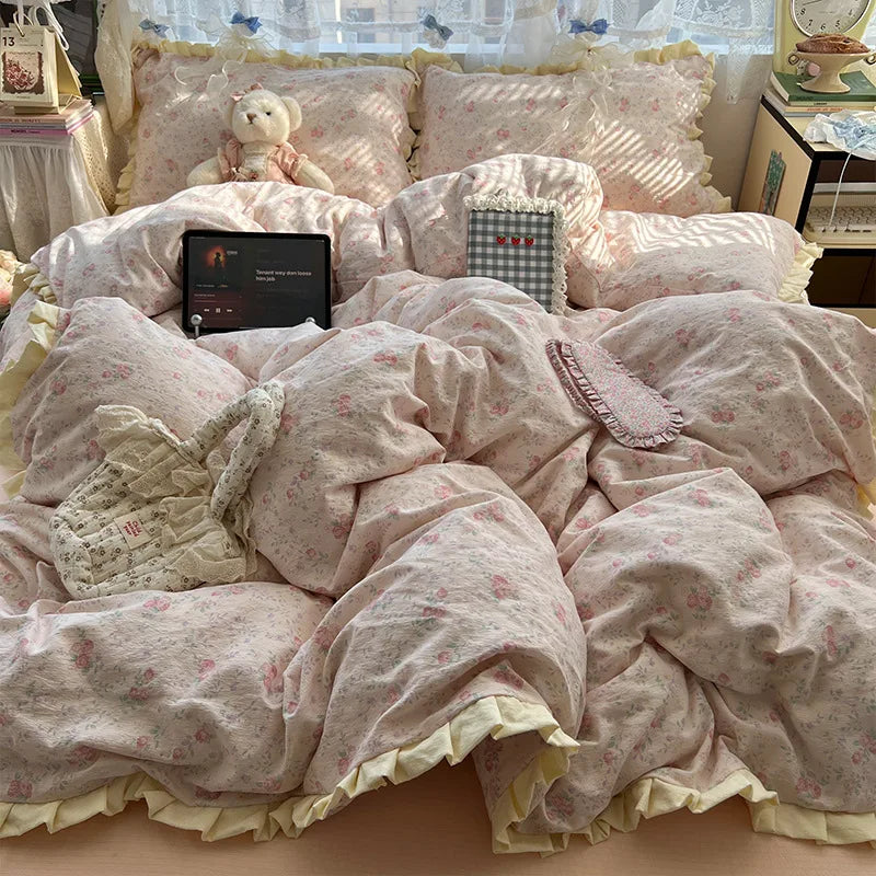 Korean Style Lace Ruffle Bedding Set