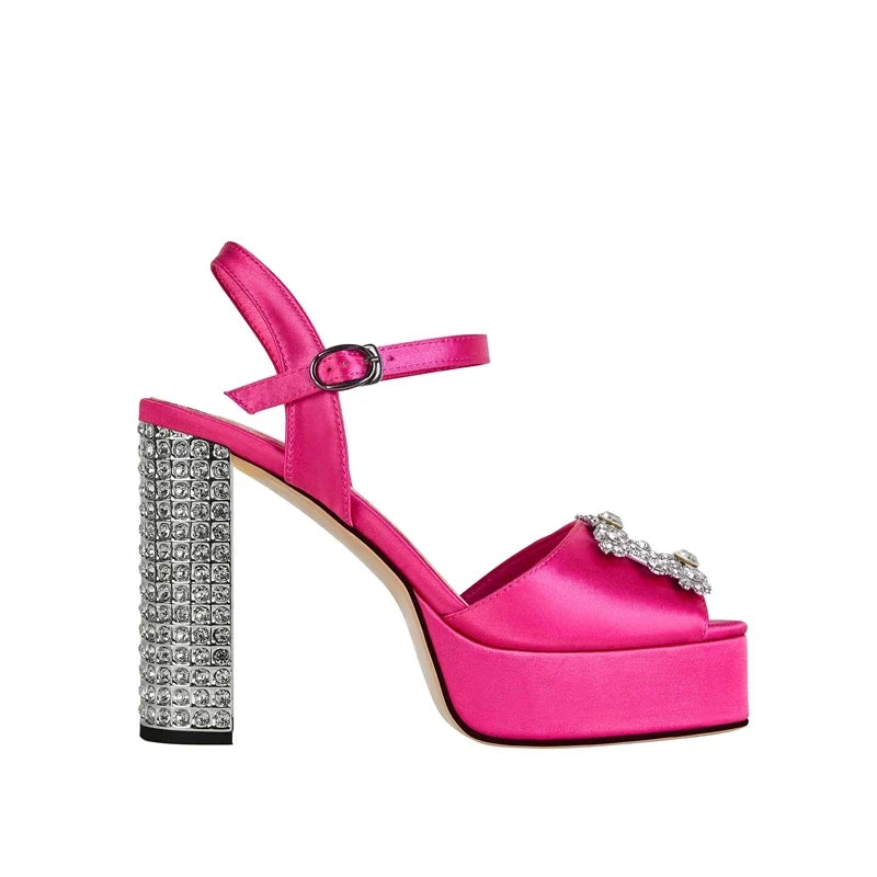 Diamond Accessories Thick Sole Waterproof Platform High Heel