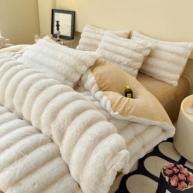 Artificial Rabbit Velvet 4pcs Bedding Set