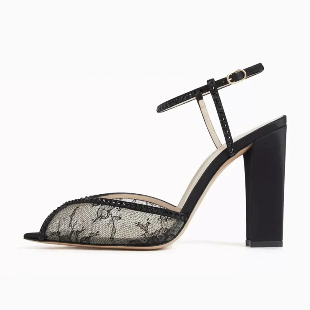 Black lace Peep toe Shoes