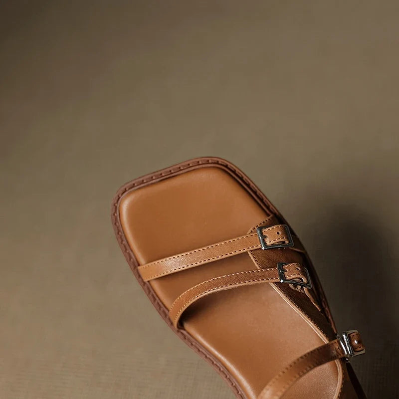 leather cowhide thick Heel