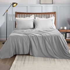 Solid color bed linen set sheets full sets mattress cover flat and fitted sheet with pillowcases Twin Full Queen King Size