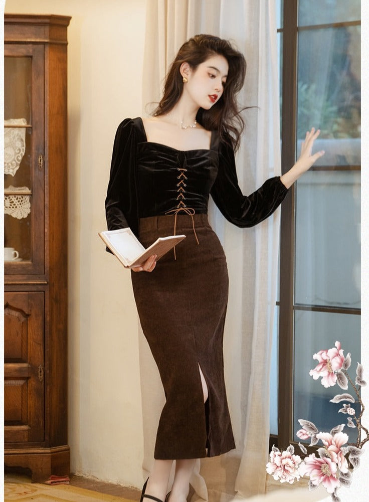 Conjunto Dark Academia de 2 piezas Darkening Night