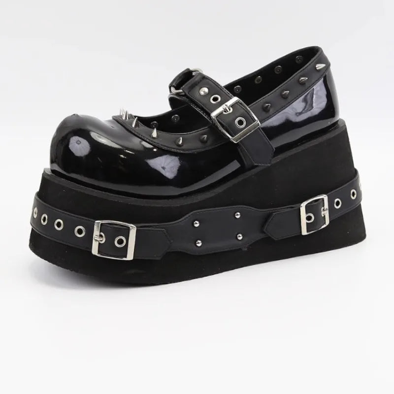 Gothic Rivet Muffin 10 CM Platform Mary Jane Shoes