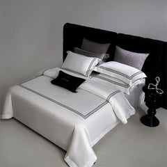 1000TC Egyptian Cotton Solid Color Hotel Style Luxury Embroidery Bedding Set