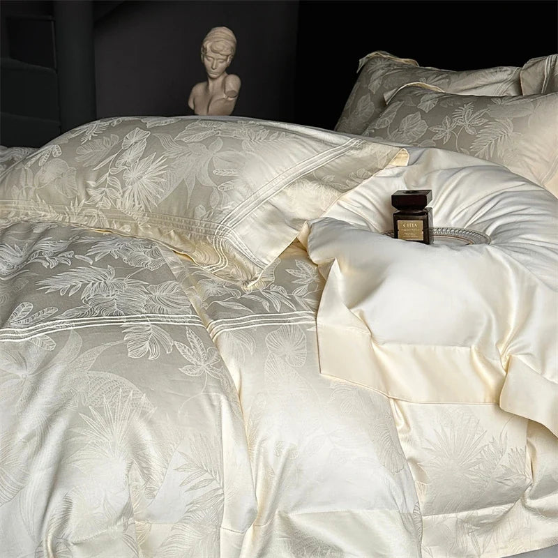 Premium 1000TC Egyptian Cotton Jacquard Luxury 4Pcs Bedding Set