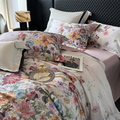 Premium 1000TC Egyptian Cotton American Oil Painting Style Flower Print Bedding Set