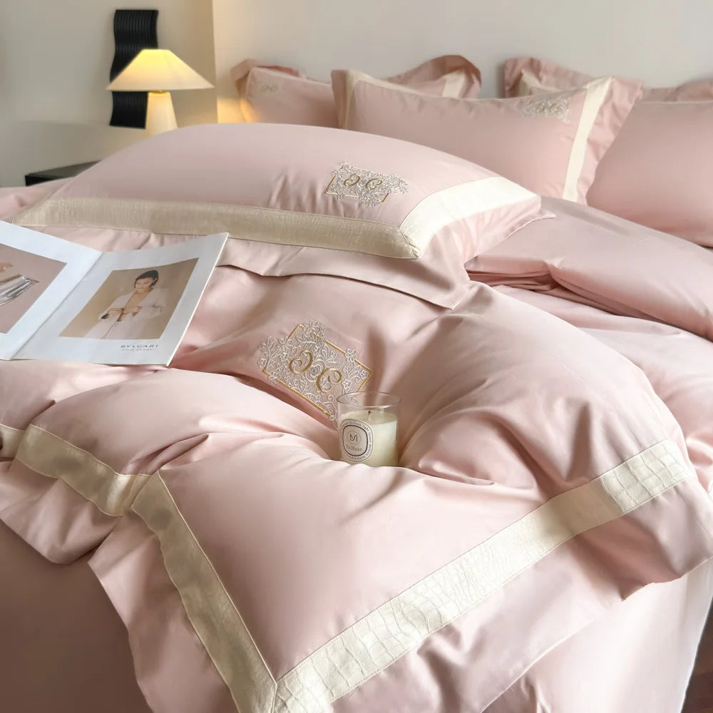 High Quality Long Staple Cotton Embroidery 4 Piece Bedding Set
