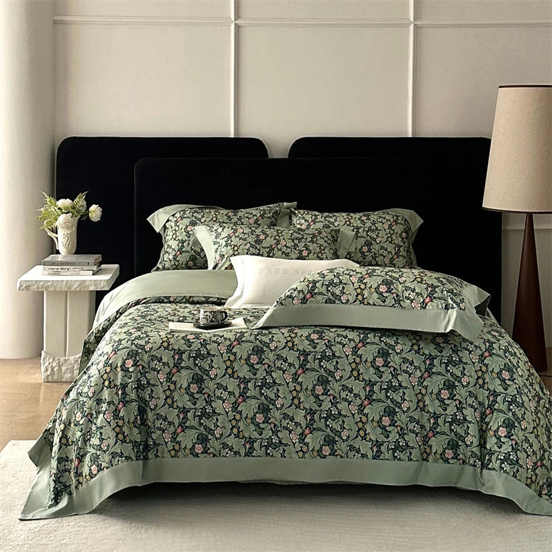 Vintage Botanical Floral Print Luxury Bedding Set