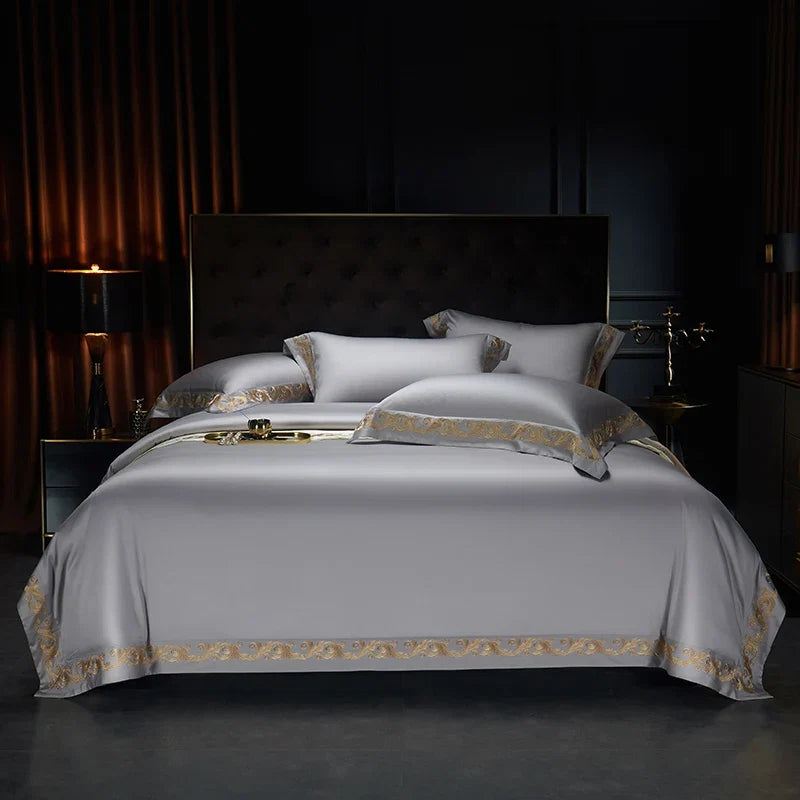 1400TC Egyptian Cotton Luxury Gold Embroidery Bedding Set