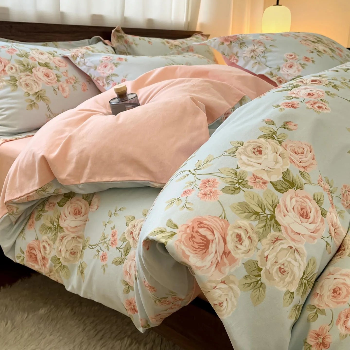 Thickened 4Pcs Bed Set Pure Cotton Long Staple Cotton Soft Bed Sheet Fitted Sheet Duvet Cover