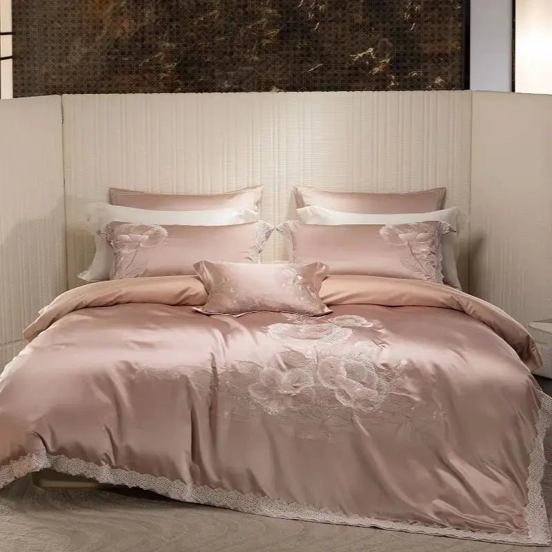 Green Brocade Egyptian Cotton Soft Silky Luxury Bedding Set