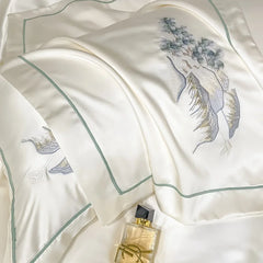 4Pcs Chinese Style Landscape Embroidery Luxury Bedding Set