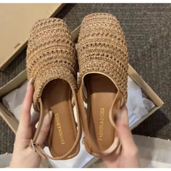 Cover Toe Weave Women Gladiator Flats Sandals