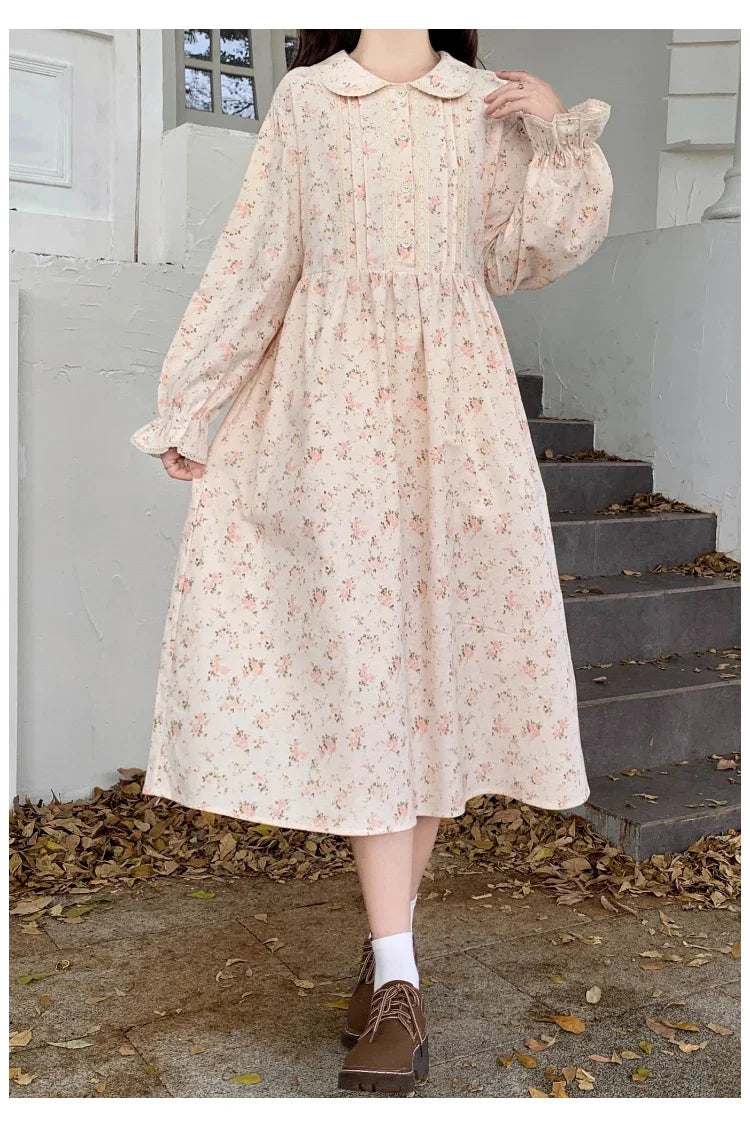Nectarine Cotton Cottagecore Floral Dress