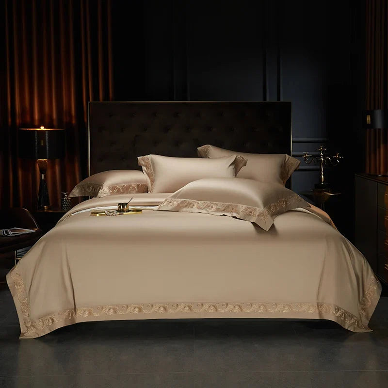 1400TC Egyptian Cotton Luxury Gold Embroidery Bedding Set