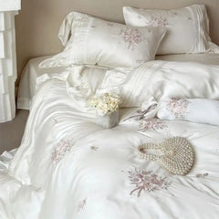 Flowers Embroidery Ruffles Princess Wedding Bedding Set