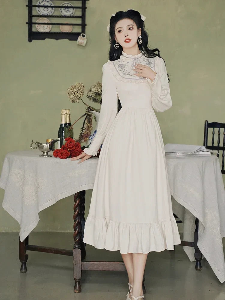 Magnolia Garden Light Academia Vintage-Style Princess Dress