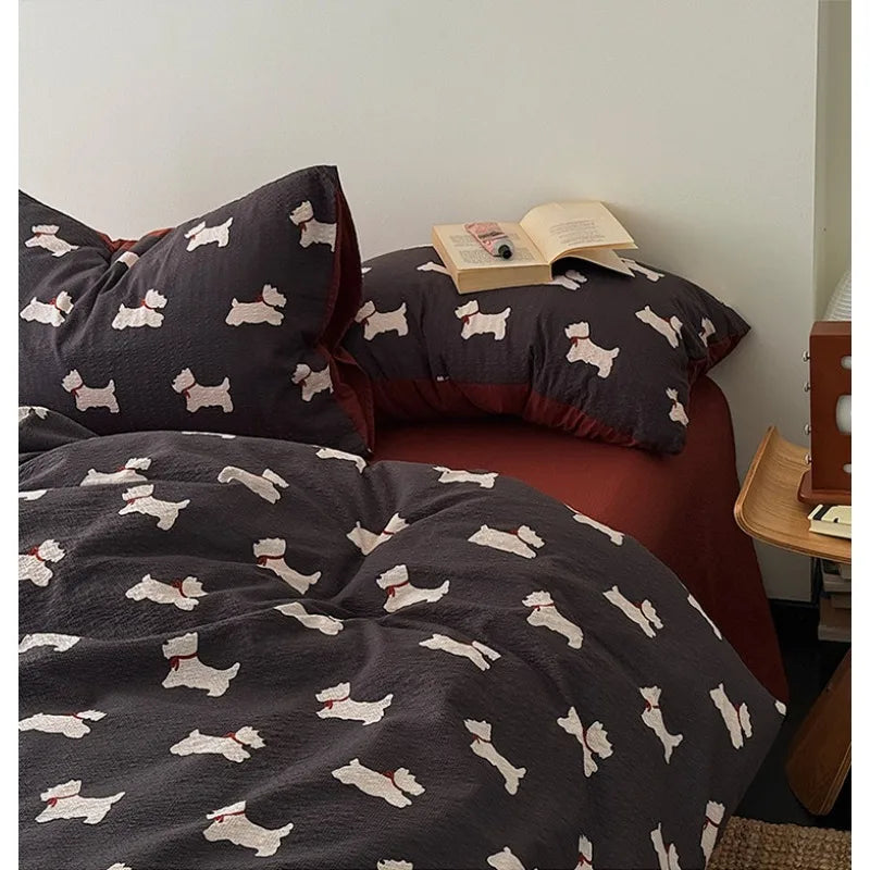 Nordic Minimalist Bedroom Four Piece Bed Set with Sheets Pillowcases Quilt Covercovers Suitable for Home Use