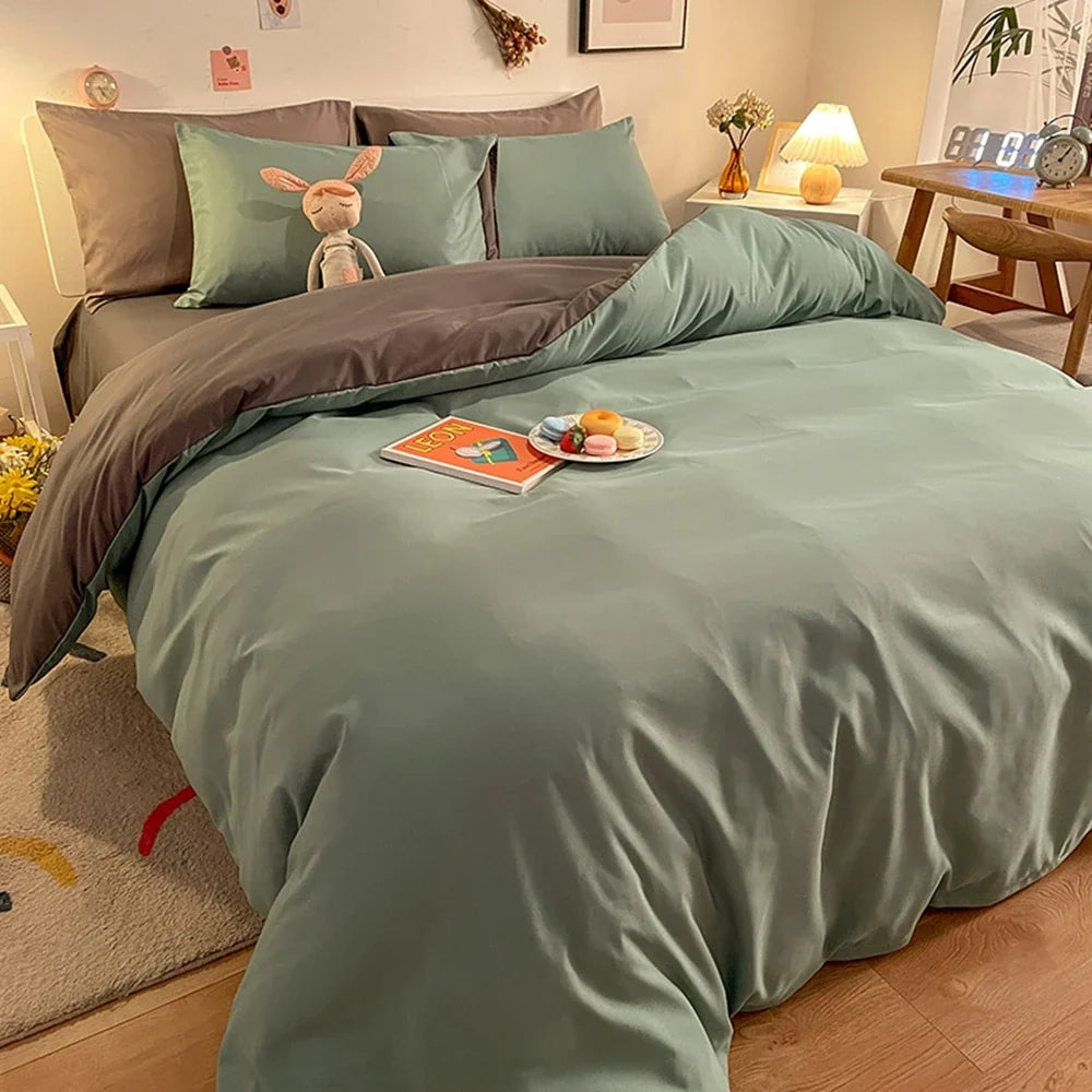 1 Pc Housse De Couette 220x240 White Gray Color Duvet Cover Double Size Funda Nordica Cama 150 Queen/King Size Bed Cover