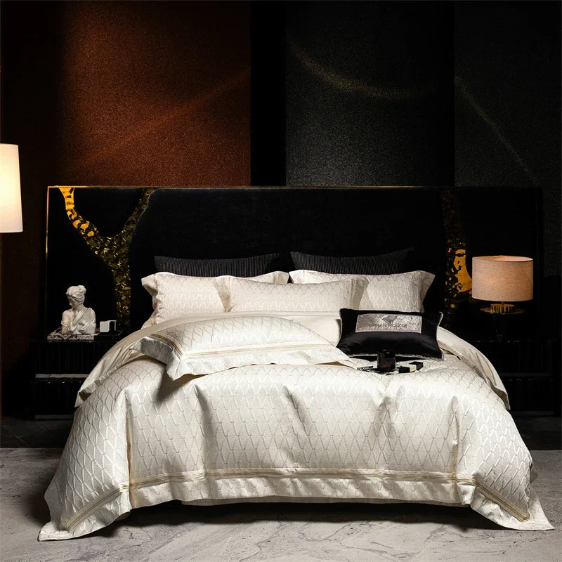 1000TC Egyptian Cotton Thick Weave Jacquard Luxury Bedding Set