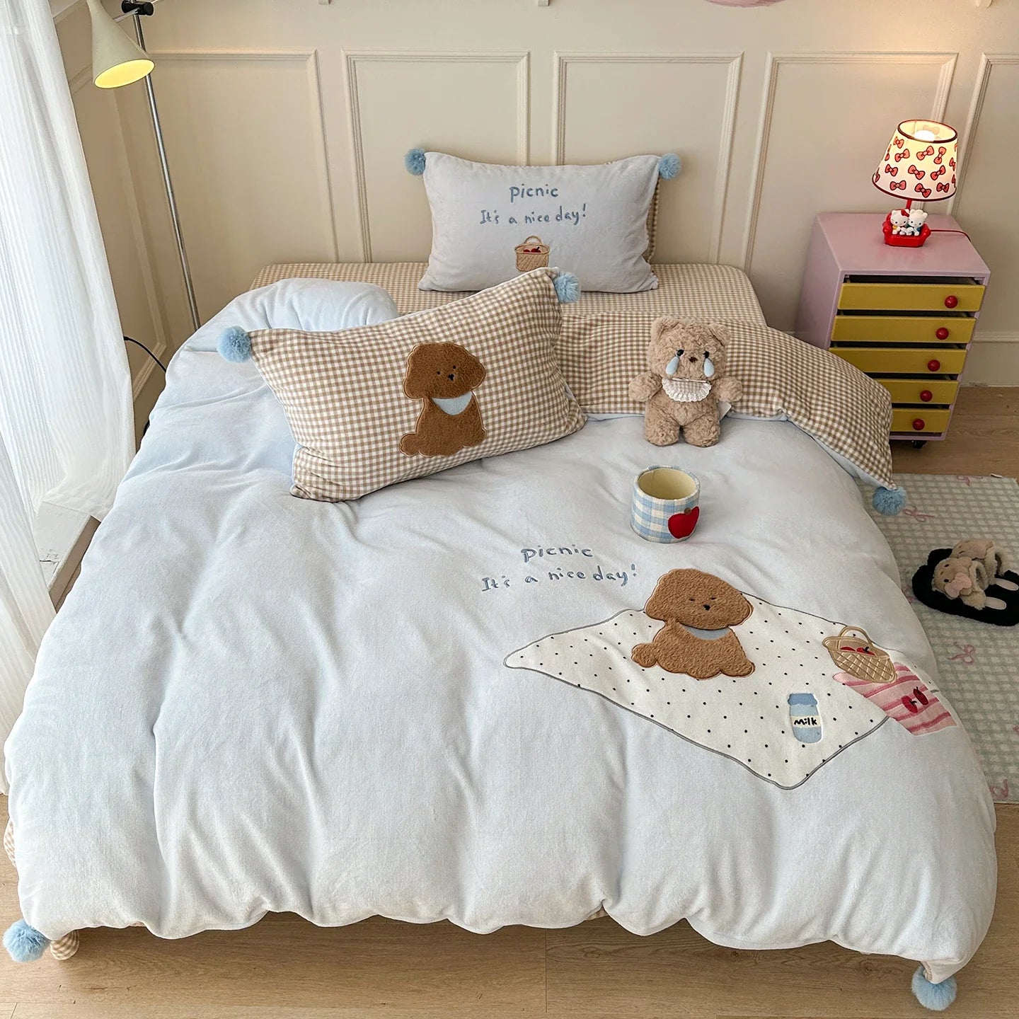 Milk Velvet Autumn Winter Warm Bedding Set