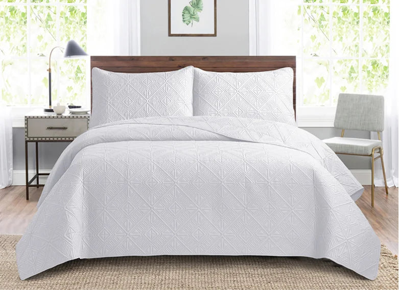 3pcs Luxury Quilted Microfiber Bedspread Coverlet Bedding Set