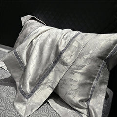 High-End 1000TC Egyptian Cotton Silver Grey Marble Jacquard Design Bedding Luxury Duvet Cover  Flat/Fitted Sheet Pillowcase 4Pcs