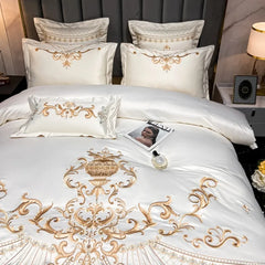 Chic Embroidery Satin Cotton Bedding Set