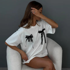 Elka Bow O-neck Loose Top