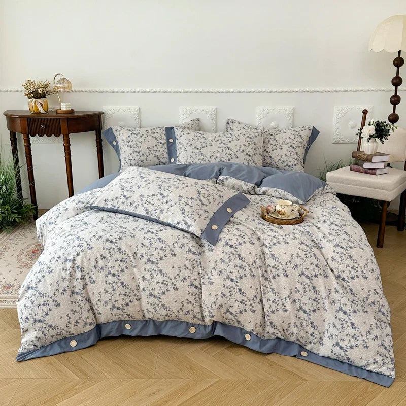 3/4Pcs Korean Princess Style Floral Bedding Set