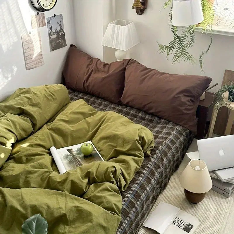 Green Plaid Bedding Set