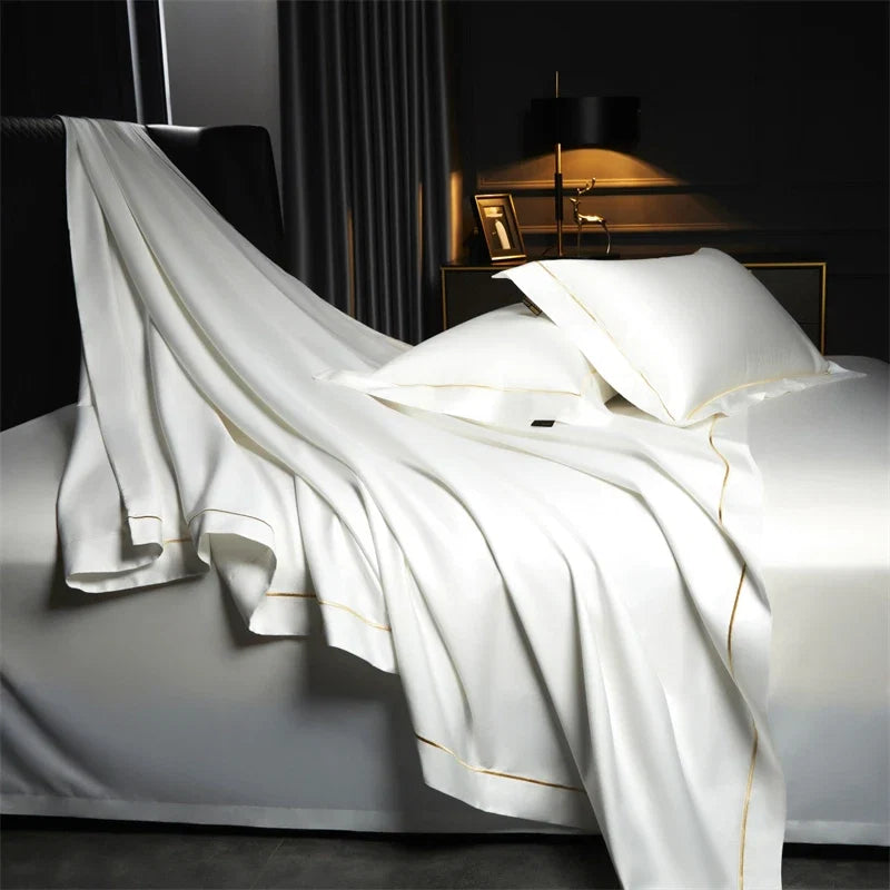 1000TC Egyptian Cotton Luxury Embroidery Solid Color Hotel Style Bedding Set