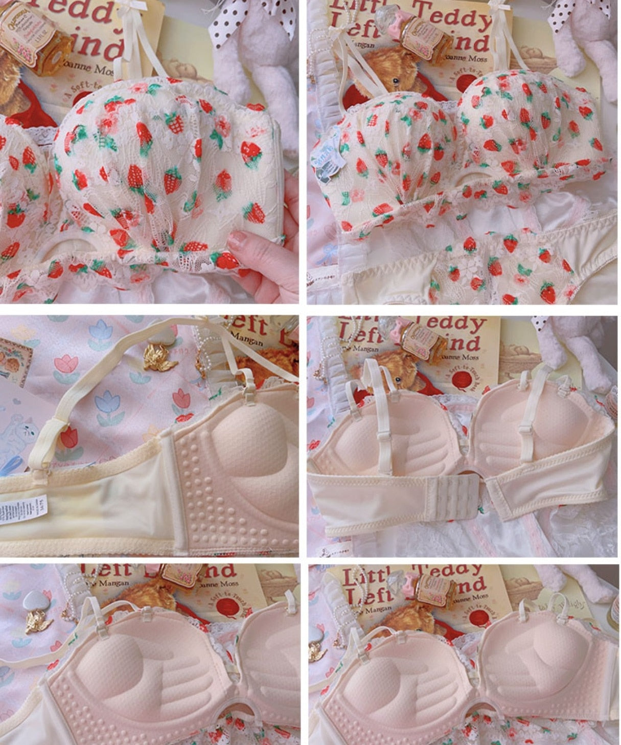 Vintage-Strawberry Cottagecore 2-Piece Lingerie Set