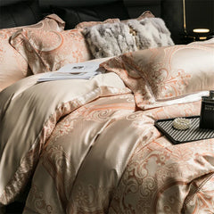 4Pcs Luxury European Style Jacquard 1000TC Egyptian Cotton Bedding Set