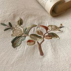 Natural Cotton Linen Flowers Embroidery Bedding Set