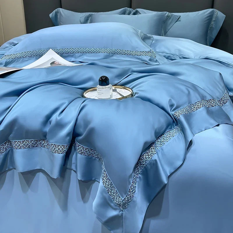 800TC Lyocell Soft Silky Cooling Summer Luxury Hollow Wide Edge Bedding Set