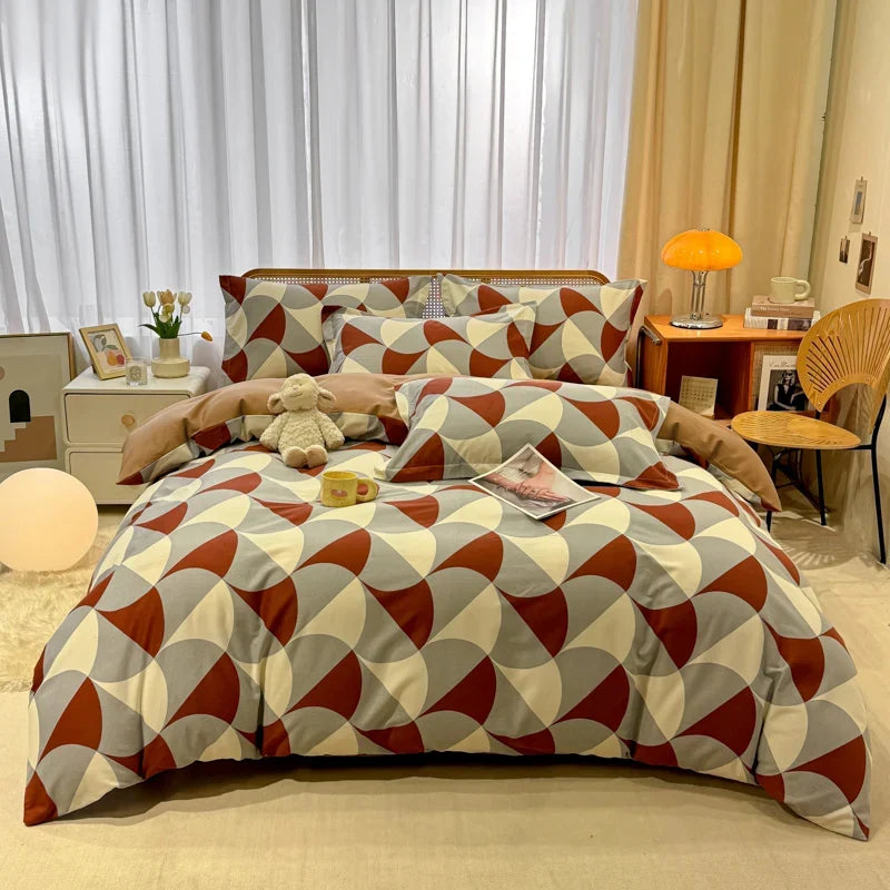 High Quality 100% Cotton Duvet Cover Set Modern Striped Printed Bedding Set