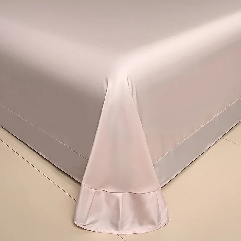 Lotus Hem Tencel Summer Quilt Chic Jacquard Cream Design Silky Smooth Summer Quilt Cool Sheets for Hot Sleepers Pillowcases 4Pcs