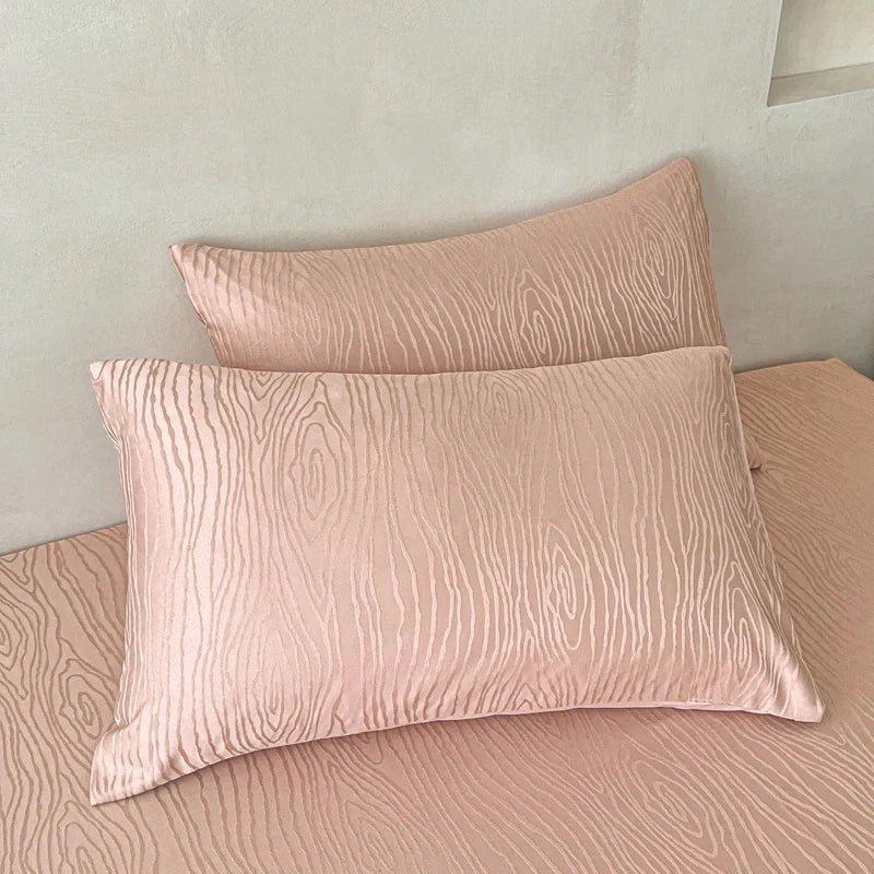 Fashion Ripple Jacquard Fitted Sheet Comfortable Skin Friendly Non Slip Mattress Cover with Deep Pocket Single Double Bedsheets