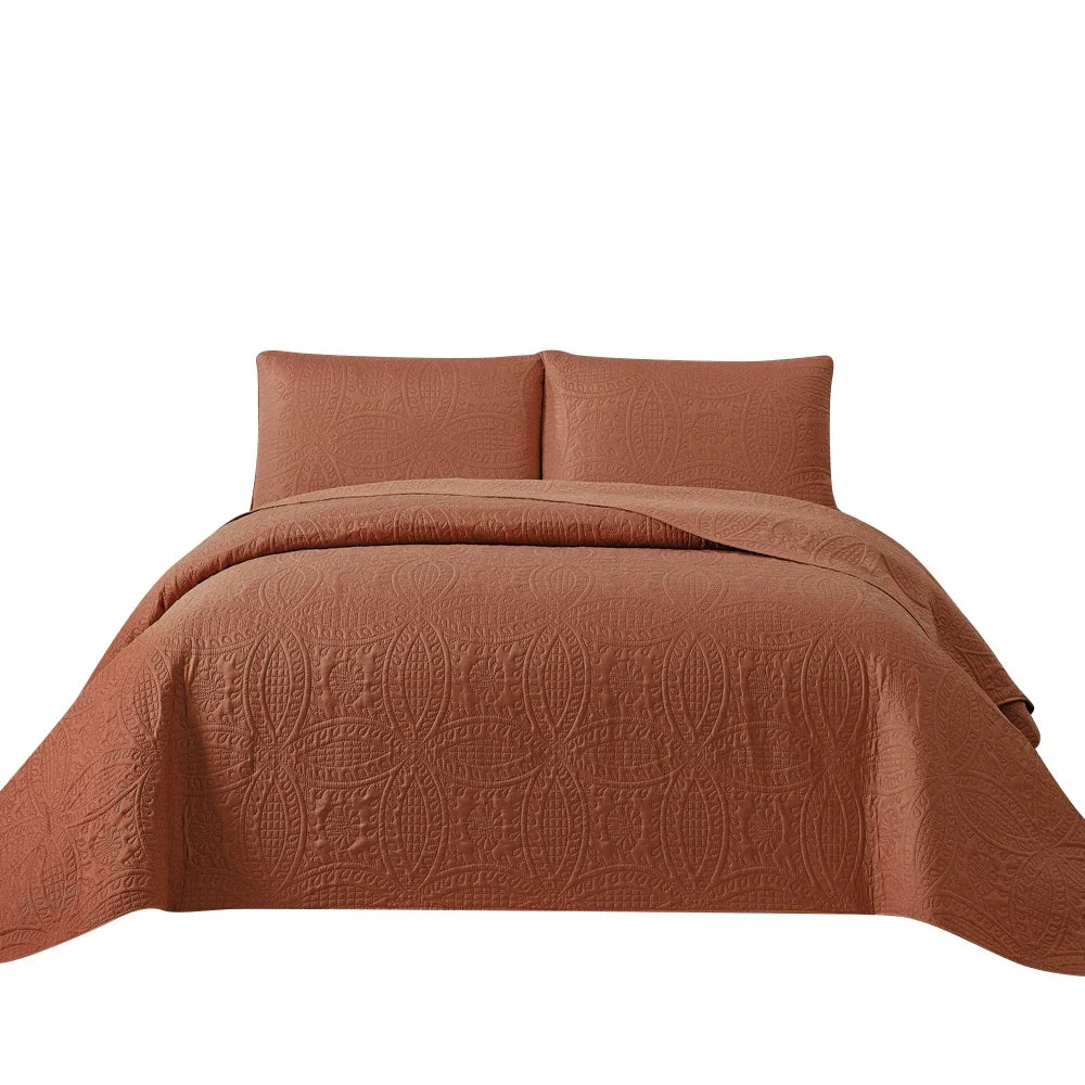 3pcs Luxury Quilted Microfiber Bedspread Coverlet Bedding Set