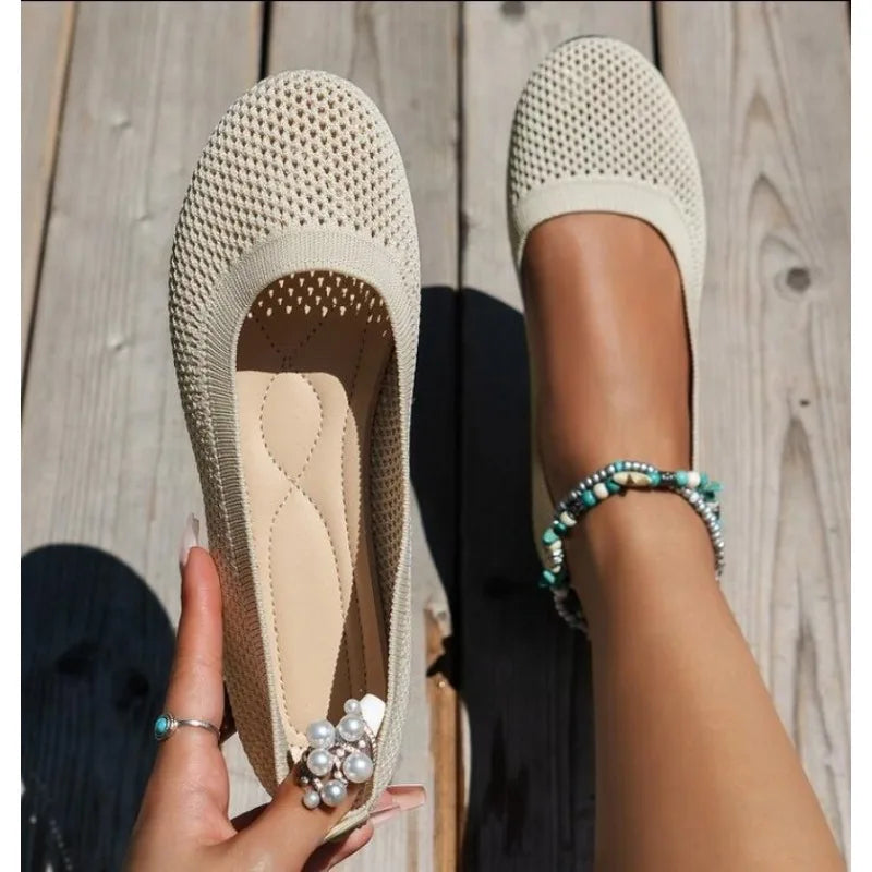 Flat Sole Single Shoe Spring/summer/autumn Mesh Fabric Shallow Mouth Soft Sole Breathable Loafers