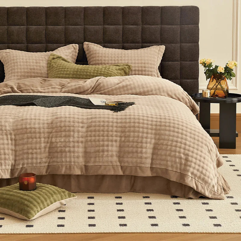 Winter Coral Velvet Warm Bedding Set