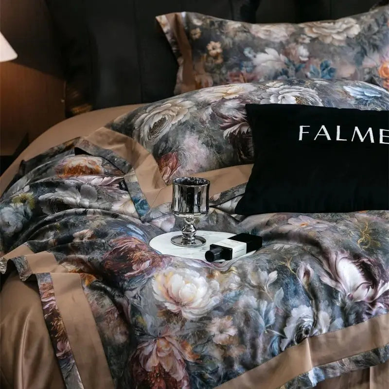 Oil Painting Style Blooming Flower Pattern Bedding Set
