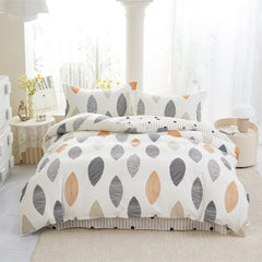 100% Cotton 4 Piece Bed Sheet Set Pure Cotton Simple Design Double Bedding Set